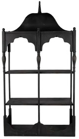 Etajera de perete, neagra, din metal, cu 2 rafturi, Bica