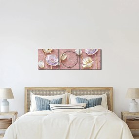 Tablou cu flori (cu ceas) (90x30 cm)