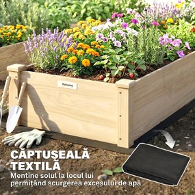 Outsunny Pat Ridicat pentru Cultivat Legume, Lada din Lemn de Brad cu Fund Deschis și Compartimente, 76x30x155 cm, Alb | Aosom Romania