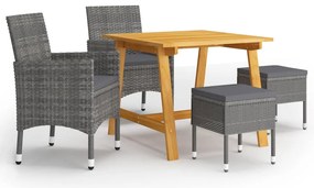 vidaXL Set de masă pentru grădină, 5 piese, gri