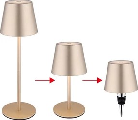 Globo 58488CH-LED VANNIE — Lampă de masă reîncărcabilă, dimmabilă, pentru exterior, 3W/5V, IP54, 1800mAh, alamă