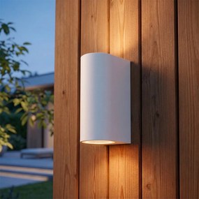 Aplică modernă de perete pentru exterior din plastic alb ovală cu 2 lumini - Baleno