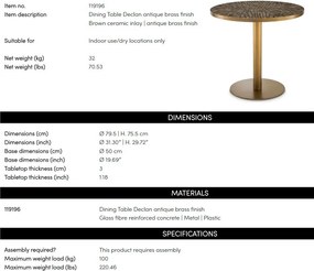 Masa Rotunda Bistro Declan 79,5cm