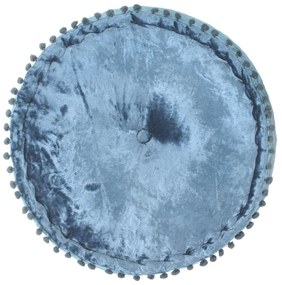 Fotoliu puf rotund, albastru, 40 x 20 cm, catifea