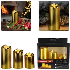 Set de lumânări Domarex LED decorative aurii, 3buc