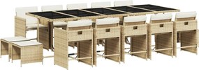 vidaXL Set mobilier de grădină cu perne, 15 piese, bej, poliratan