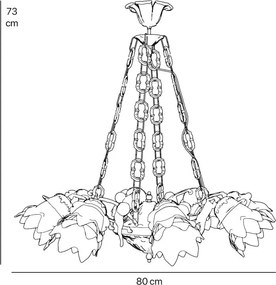 Candelabru 8 brate din alama cu abajur din sticla Putti