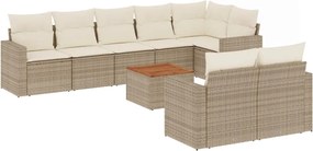 vidaXL Set canapele de grădină, 9 piese, cu perne, bej, poliratan