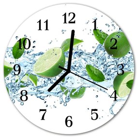 Ceas de perete din sticla rotund Lime Green Alimente și băuturi