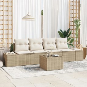 vidaXL Set de canapele pentru grădină cu pernă 5 pcs Bej și crem