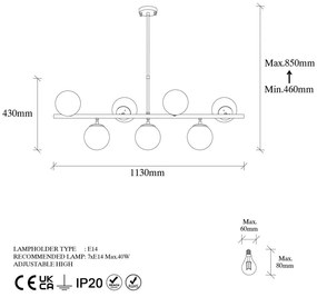Plafonieră albă/aurie cu abajur din sticlă 40x113 cm Fazli – Opviq lights