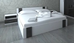 Set dormitor Bora cu saltea 160 cm alb si negru luciu