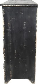 Comodă cu multe sertare, vintage, din lemn, negru, cu 16 sertare și mânere inel din metal, 96 x 96 x 40 cm, „Marquise”