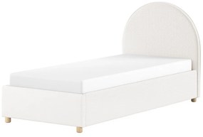 Pat alb tapițat cu spațiu de depozitare cu somieră 90x200 cm Moon – Vipack