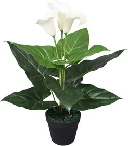 vidaXL Floare de cală crin artificială cu ghiveci, 45 cm, alb