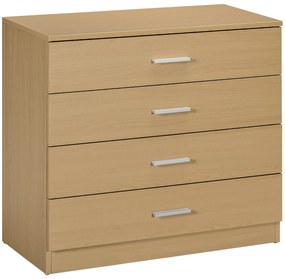 Casetieră cu 4 Sertare din Lemn, diN PAL, culoare lemn natural 72x33.5x67cm HOMCOM | Aosom RO