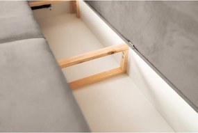 Canapea bej extensibilă/cu spațiu de depozitare cu tapițerie din chenille 236 cm Silva – ELTAP