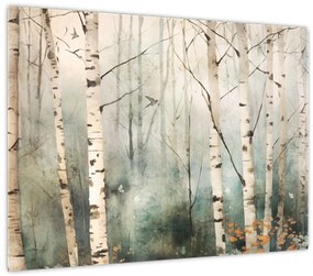 Tablou pe sticlă - Desenarea unui model de pădure (70x50 cm)