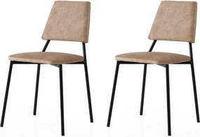 Set 2 scaune LIMA 4552 V2, bej/negru, stofa catifelata/metal, 43x54x78