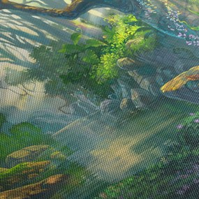 Tablou - Ilustrare pădure tropicală (cu ceas) (90x30 cm)