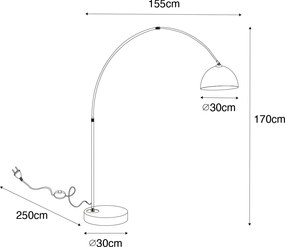 Lampă inteligentă arcuită de podea neagră cu sticlă fumurie, incl. WiFi G95 - Arc