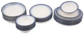 Set de veselă 24 buc alb/albastru/porțelan