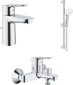 Set baterii lavoar cada Grohe BauEdge si dus cu bara Tempesta crom lucios