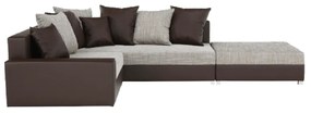 Colţar, piele ecologică maro/stofă maro, model dreapta, PETRANA NEW