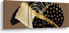 Tablou - Abstracție maro auriu N⁰1 (cu ceas) (90x30 cm)