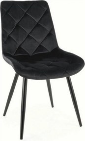 Scaun RALPH, negru, stofa catifelata/metal, 51x42x88 cm