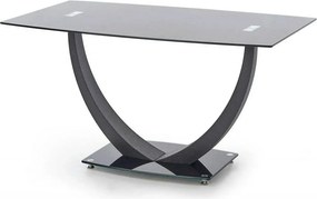 Masa ANTON, negru transparent/negru, sticla/metal, 140x80x75 cm