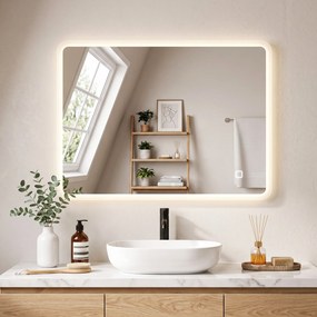 HOMCOM Oglindă de Baie cu LED 60x80 cm, 3 Culori de Lumină, Intensitate Reglabilă, Antiaburire, Comandă Tactilă, Memorie | Aosom Romania