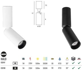 Spot LED aplicat directionabil Halo B negru