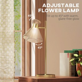 HOMCOM Lampă de Masă Modernă cu Abajur Reglabil din Sticlă Ambrată și Satinată, Suport E27, Aur | Aosom Romania