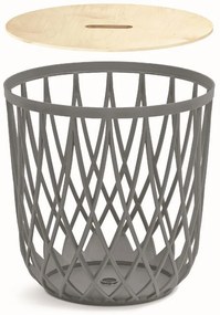 Cos universal cu capac din lemn, 20 l, lemn natural / gri
