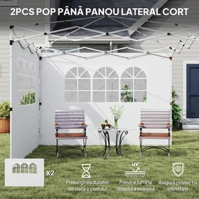 Outsunny Panouri Laterale pentru Corturi Pop-Up, Set de 2, 3x2m, Protecție UV, Rezistent la Apă, Alb | Aosom Romania