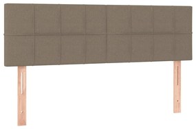 Pat continental cu saltea gri taupe 140x200 cm material textil Gri taupe, 140 x 200 cm, Cu blocuri patrate