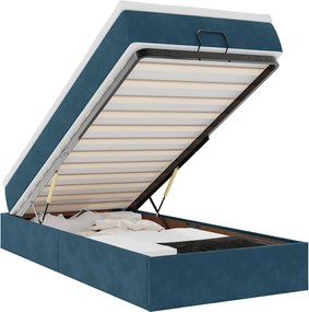 vidaXL Cadru de pat otoman cu saltea Albastru închis 100x200cm catifea