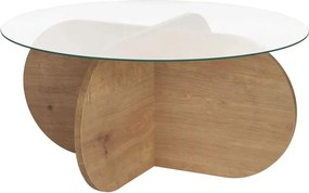 Masuta cafea AERIS, stejar, PAL/sticla, 75x75x35 cm