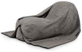 Fotoliu puf pentru copii gri închis cu tapițerie din catifea reiată Cocoon 120 – SLOWDOWN