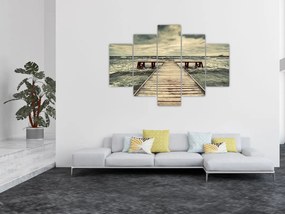 Tablou cu dig din lemn la mare (150x105 cm)
