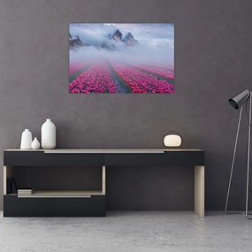 Tablou - Peisaj cu câmpuri de lalele (90x60 cm)