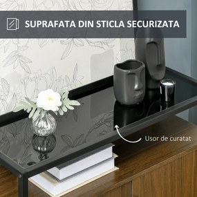 HOMCOM Dulap Bufet, Sticlă, Consolă, Design Modern, Negru/Maro, pentru Sufragerie | Aosom Romania
