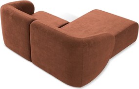 Colțar teracotă cu tapițerie din chenille (cu colț pe partea stângă/cu șezlong) Lani – Makamii