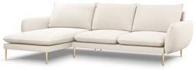 Coltar tapitat Vienna 5 locuri plusat/picioare gold – L255 x l170 x h95