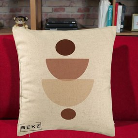Perna Decorativa Geometric Boho Balance, 40x40 cm, Bej, Husa Detasabila, Perna Inclusa, BEKZ®
