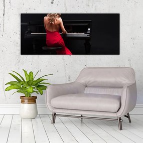Tablou - Femeia cântând la pian (120x50 cm)