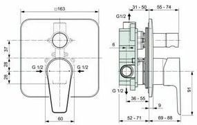 Baterie pentru cada Ideal Standard Cerafine D incastrata