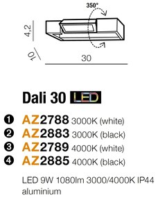 Aplica LED pentru baie directionabila 4000K Dali 30 neagra