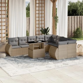 vidaXL Set canapele de grădină cu perne, 10 piese, bej, poliratan